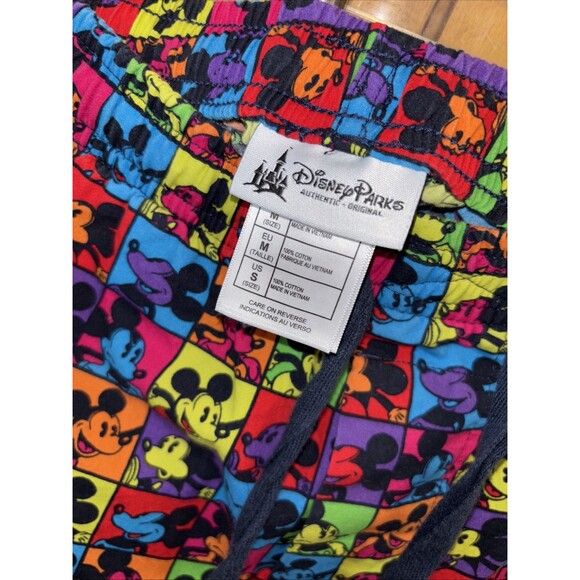 Disney Parks Authentic Mickey Mouse Pants Colorful S Elastic Waist Cotton Pocket - Picture 7 of 9